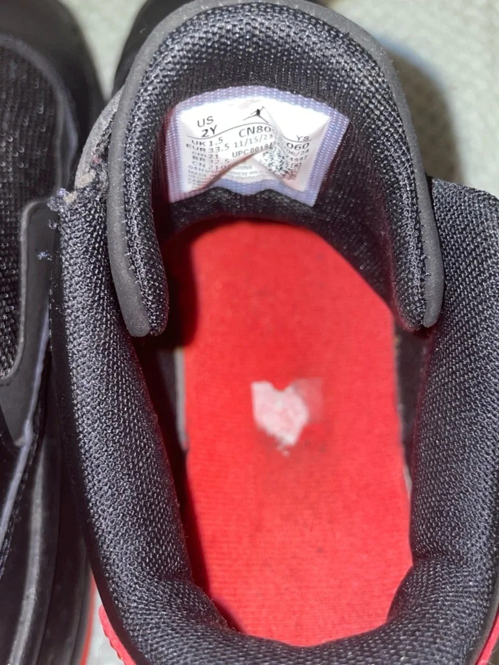 Jordan Kids Black and Red Sneakers